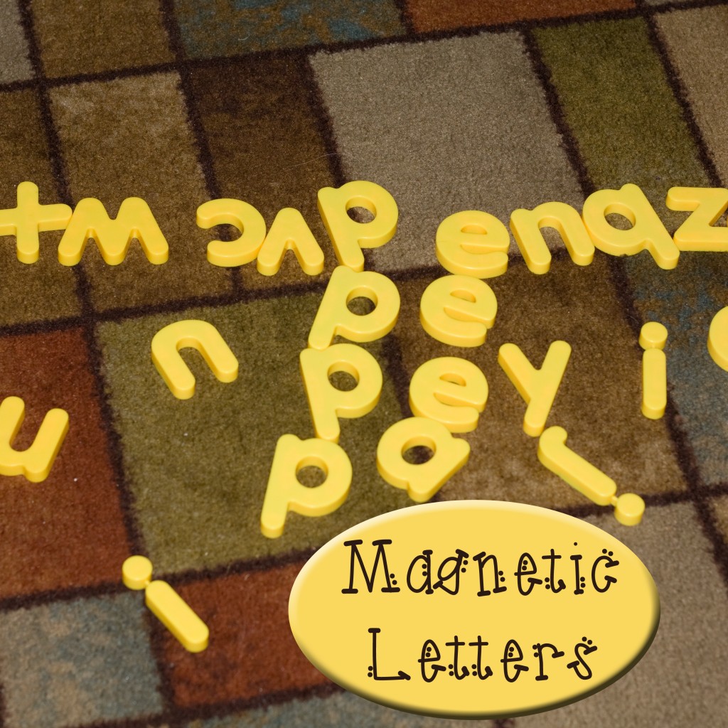 Ideas for using magnetic letters to keep your children busy while you are nursing your baby. | candleinthenight.com