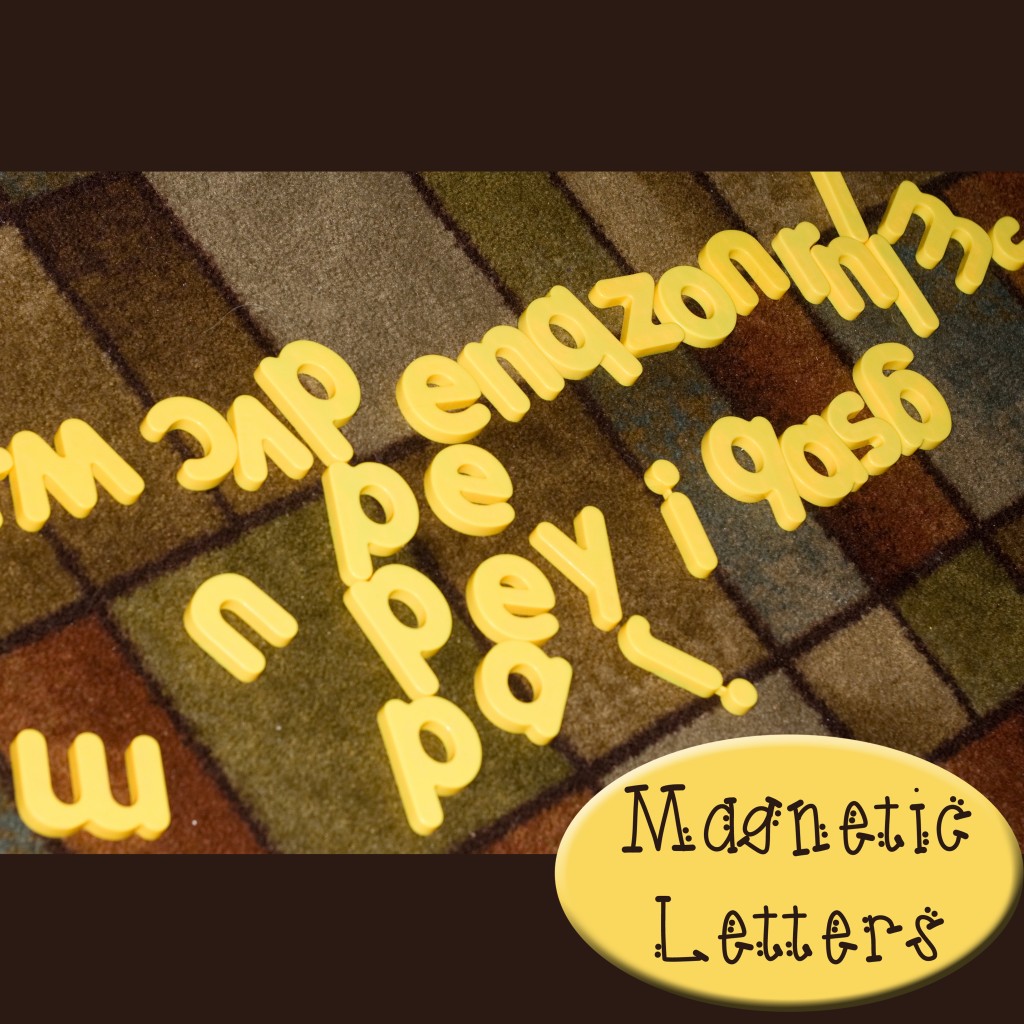 Ideas for using magnetic letters to keep your children busy while you are nursing your baby. | candleinthenight.com