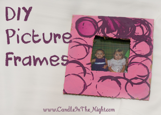 Our fridge is COVERED in pictures and none of them are framed.  They often fall off onto the floor and get ruined.  So we made these simple, cute DIY picture frames to hang on the fridge to hold the pictures in place!  | candleinthenight.com