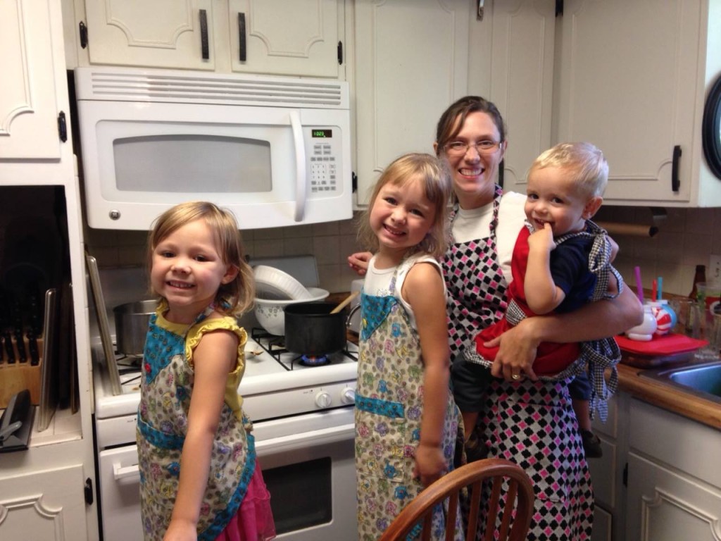 Cooking together on our second day of homeschooling.