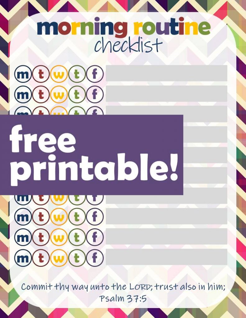 Get your free printable morning routine checklist for kids here!