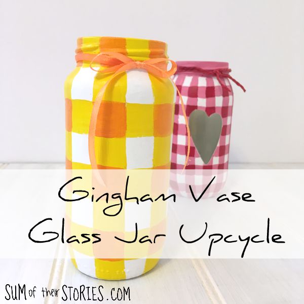 Painted Gingham Glass Jars